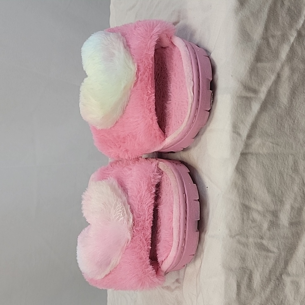 Pink Fluffy Heart Slippers kensie Size XL (10/11) - Picture 2 of 7
